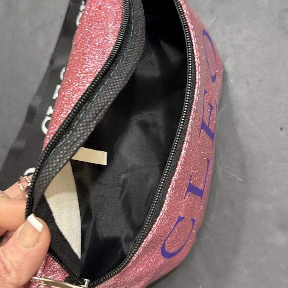 Cleo Pink Glitter Preppy Designer Fanny Pack Outdoor Waist Belt Bag - Picture 8 of 12